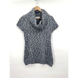 VTG Dressbarn Womens Medium Sweater Marled Cowl Neck Short Sleeve Cotton Layers